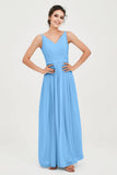 Custom Made V-neck Bridesmaid Dress Sleeveless Formal Evening Party Gowns Dresses
