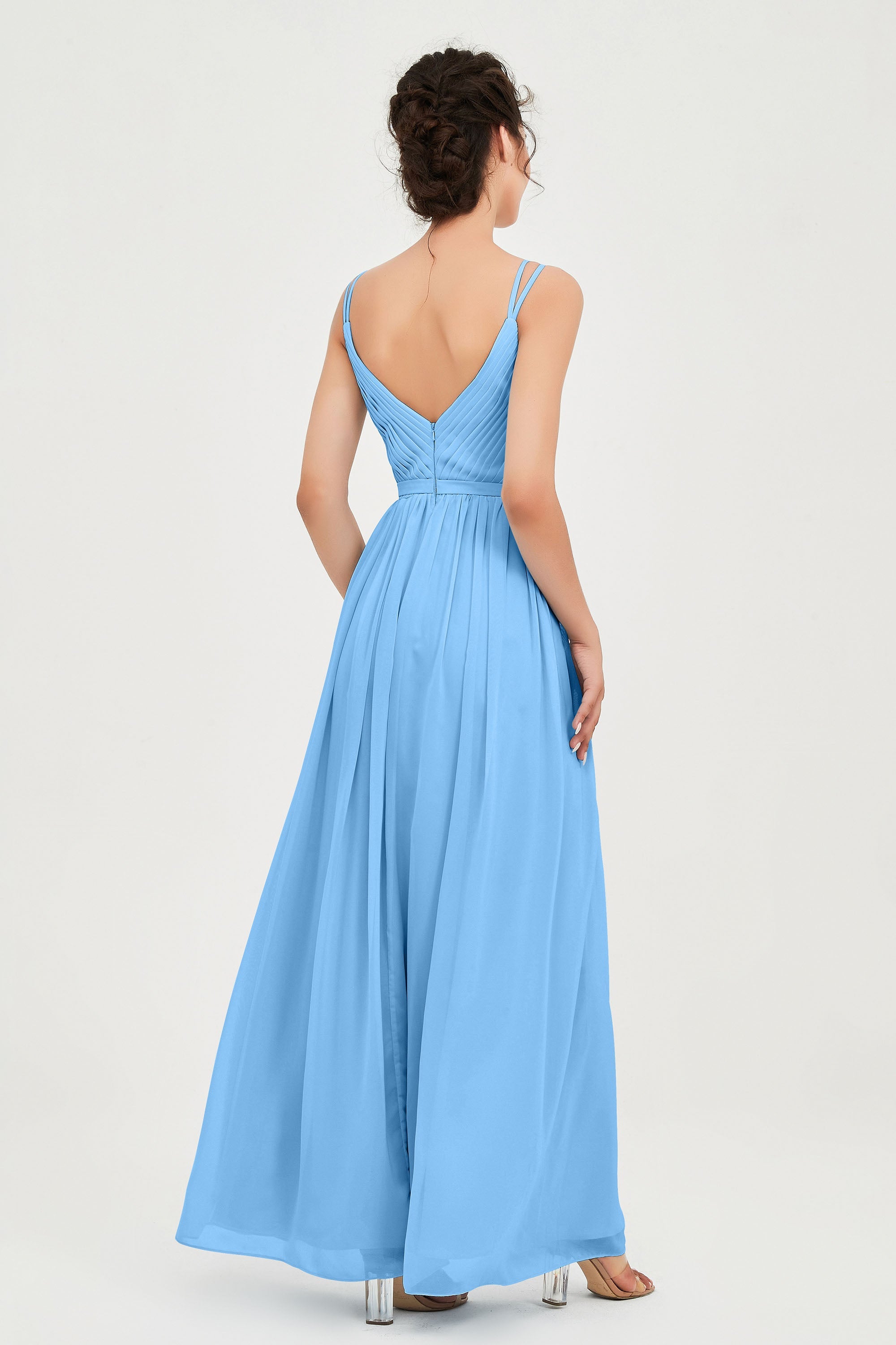 Custom Made V-neck Bridesmaid Dress Sleeveless Formal Evening Party Gowns Dresses