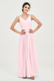 Custom Made V-neck Bridesmaid Dress Sleeveless Formal Evening Party Gowns Dresses