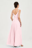 Custom Made V-neck Bridesmaid Dress Sleeveless Formal Evening Party Gowns Dresses