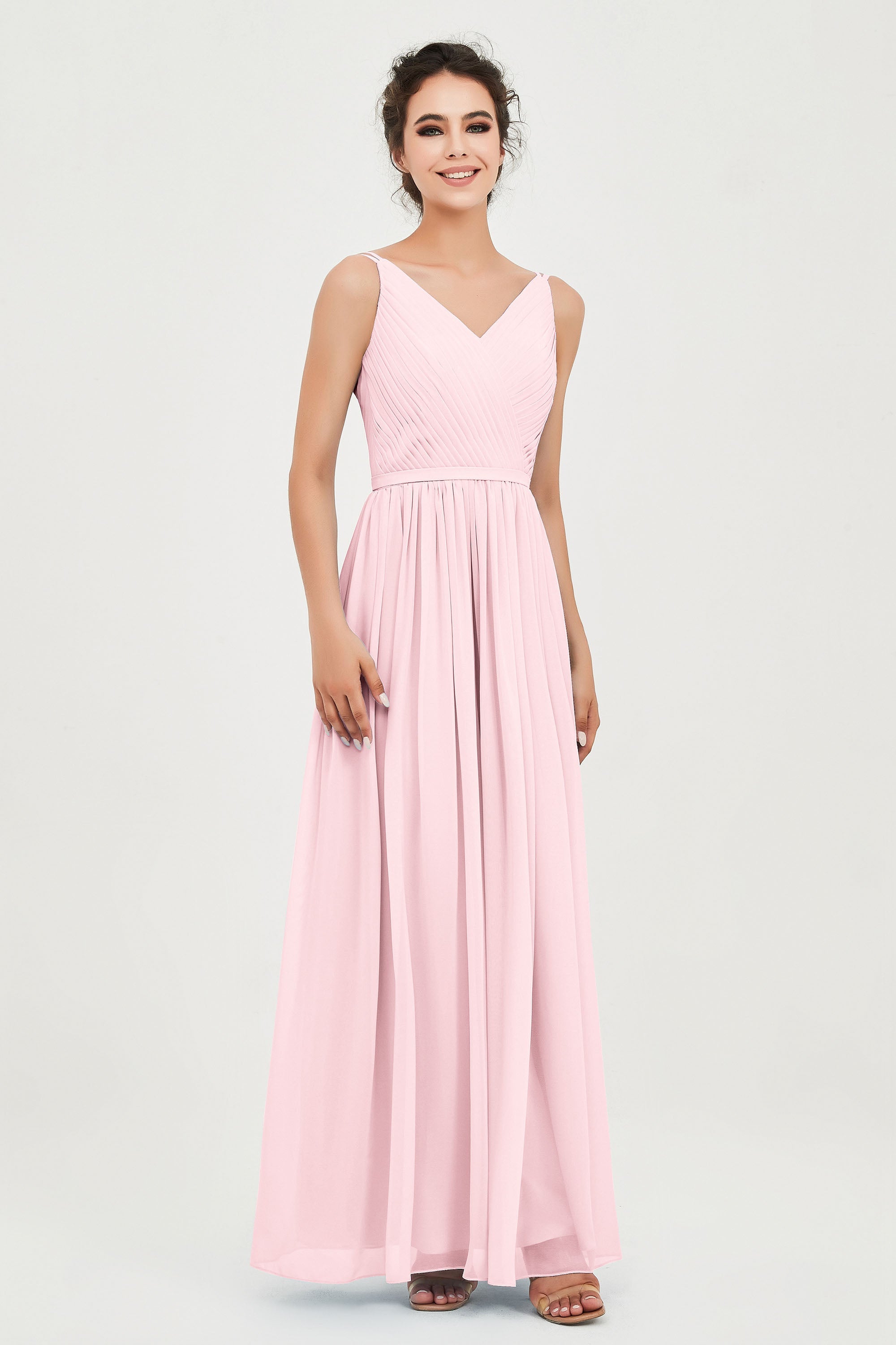 Custom Made V-neck Bridesmaid Dress Sleeveless Formal Evening Party Gowns Dresses