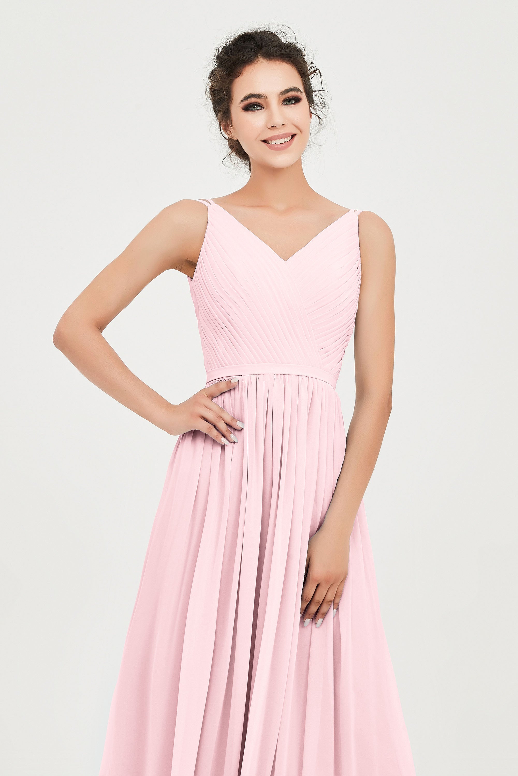 Custom Made V-neck Bridesmaid Dress Sleeveless Formal Evening Party Gowns Dresses