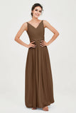 Custom Made V-neck Bridesmaid Dress Sleeveless Formal Evening Party Gowns Dresses