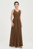 Custom Made V-neck Bridesmaid Dress Sleeveless Formal Evening Party Gowns Dresses