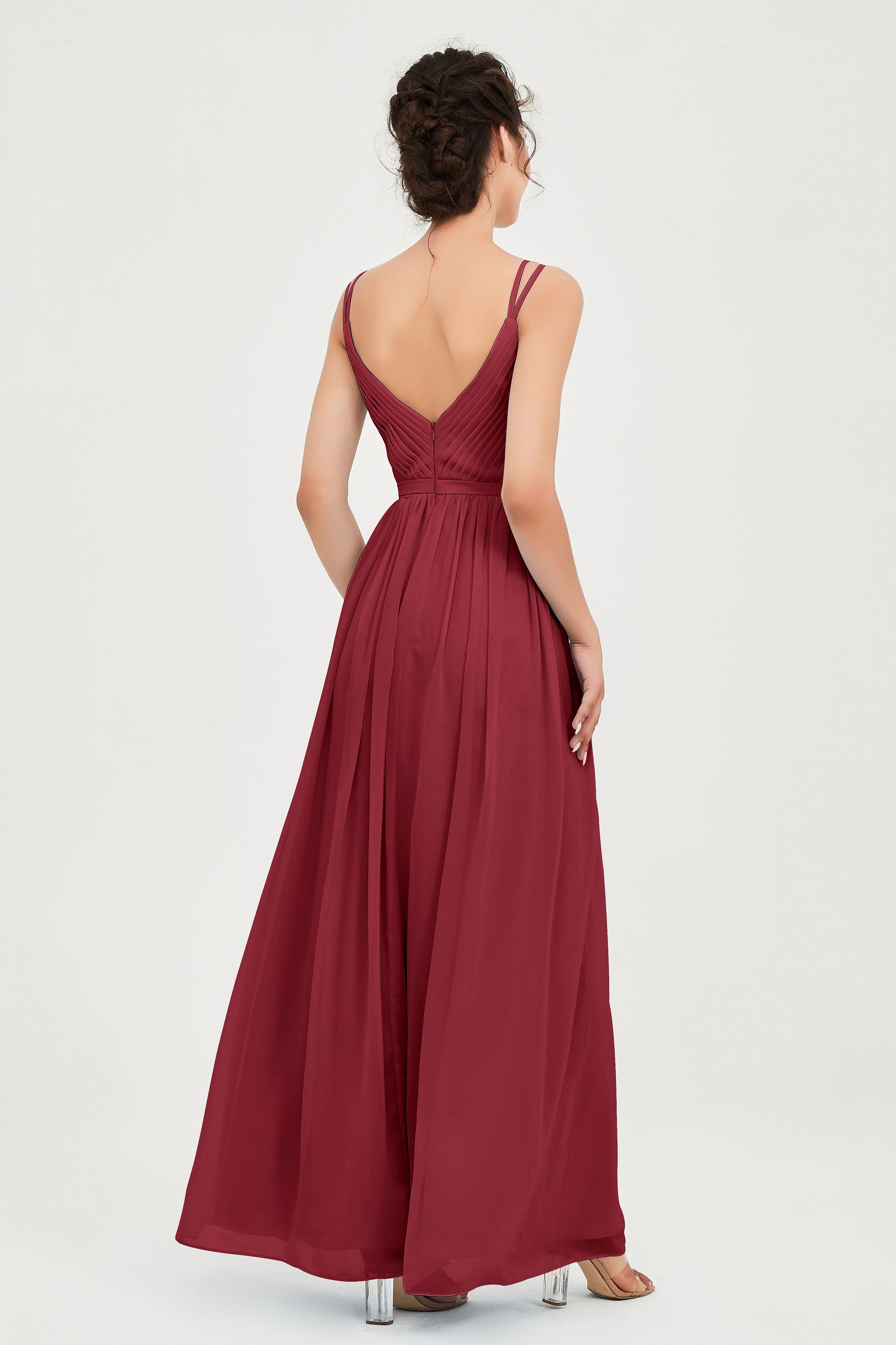 Custom Made V-neck Bridesmaid Dress Sleeveless Formal Evening Party Gowns Dresses