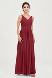Custom Made V-neck Bridesmaid Dress Sleeveless Formal Evening Party Gowns Dresses