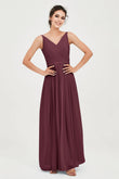 Custom Made V-neck Bridesmaid Dress Sleeveless Formal Evening Party Gowns Dresses