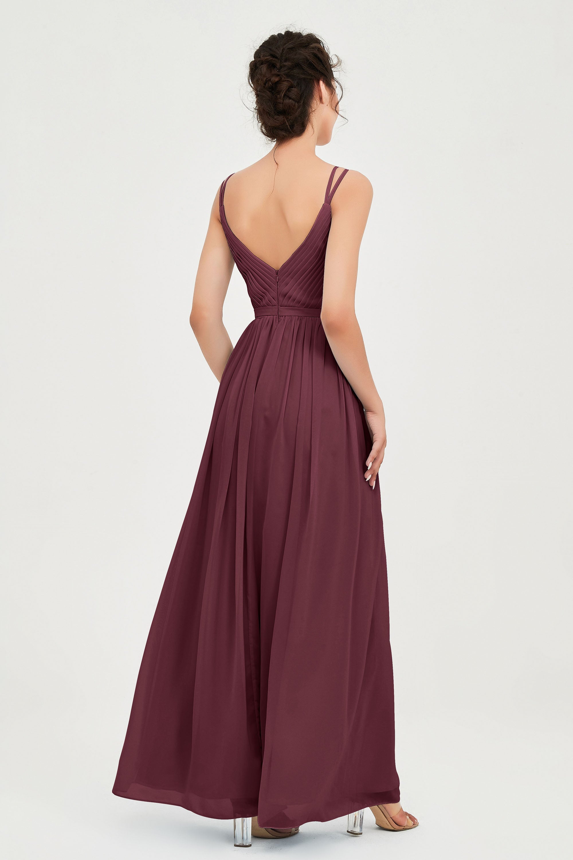Custom Made V-neck Bridesmaid Dress Sleeveless Formal Evening Party Gowns Dresses