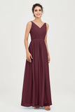 Custom Made V-neck Bridesmaid Dress Sleeveless Formal Evening Party Gowns Dresses