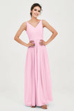 Custom Made V-neck Bridesmaid Dress Sleeveless Formal Evening Party Gowns Dresses