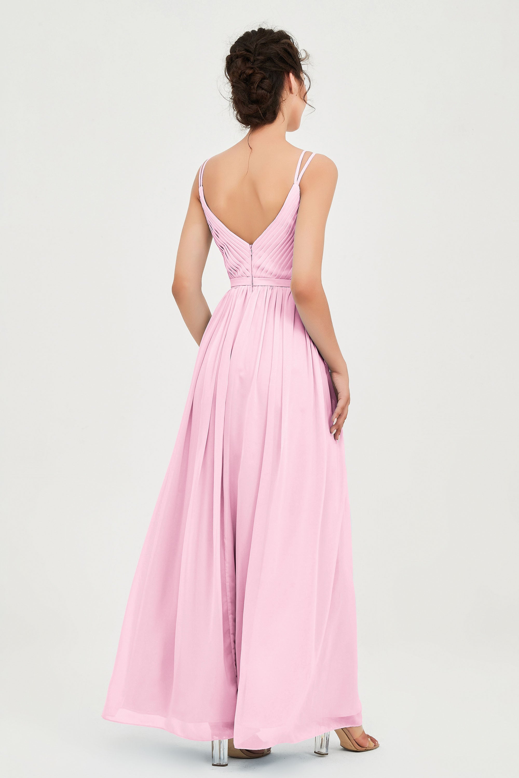 Custom Made V-neck Bridesmaid Dress Sleeveless Formal Evening Party Gowns Dresses