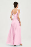Custom Made V-neck Bridesmaid Dress Sleeveless Formal Evening Party Gowns Dresses