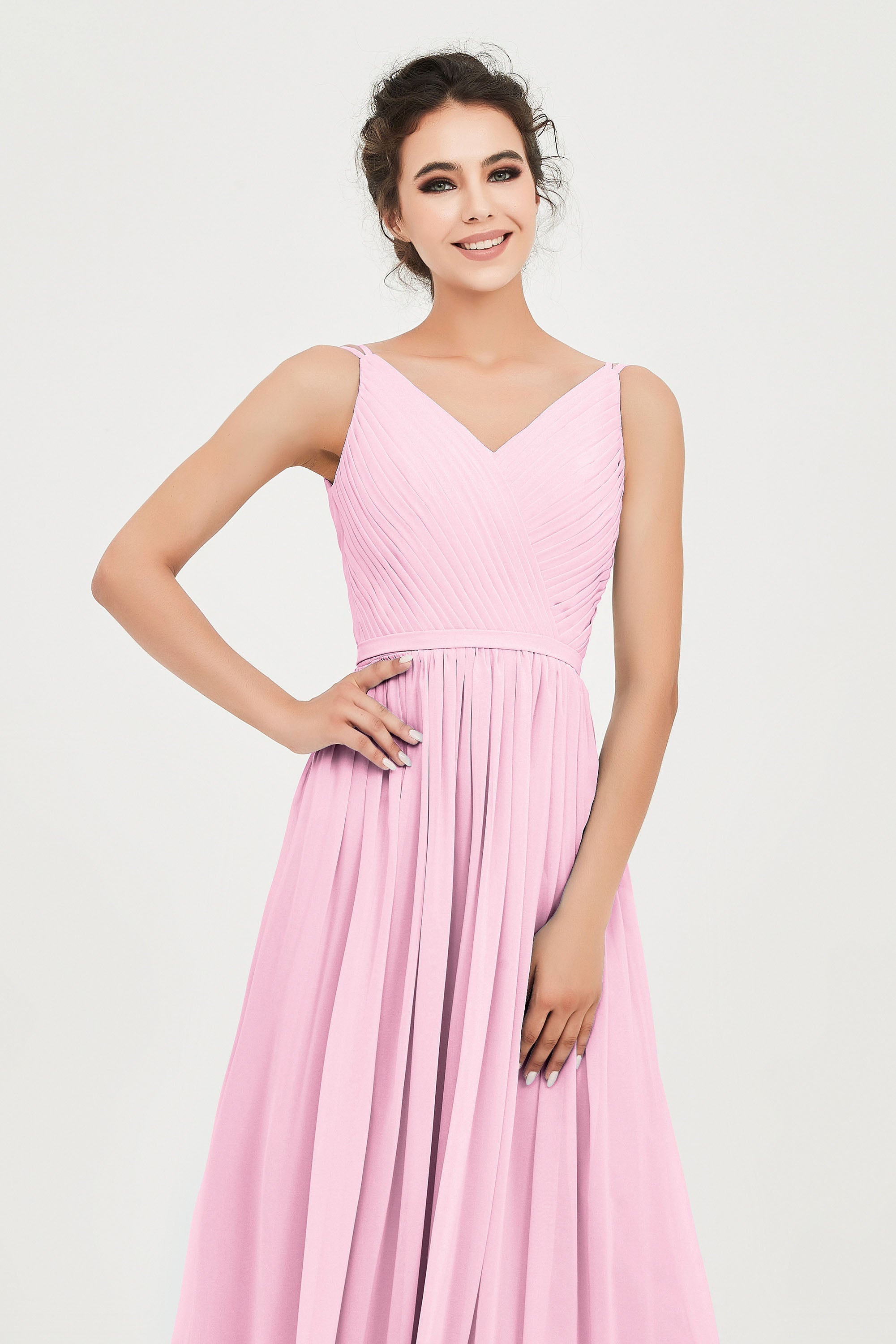 Custom Made V-neck Bridesmaid Dress Sleeveless Formal Evening Party Gowns Dresses