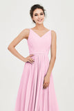 Custom Made V-neck Bridesmaid Dress Sleeveless Formal Evening Party Gowns Dresses