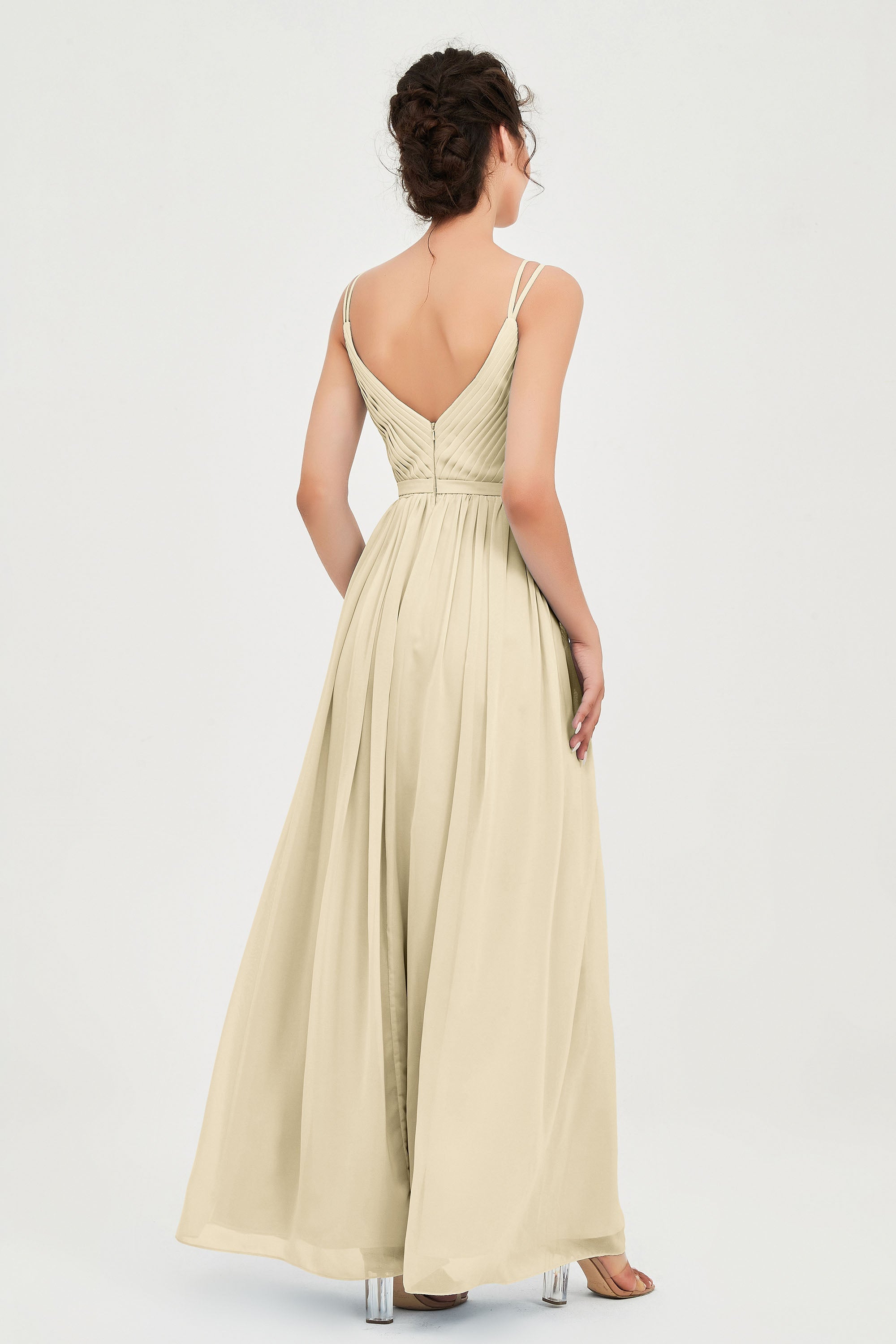 Custom Made V-neck Bridesmaid Dress Sleeveless Formal Evening Party Gowns Dresses