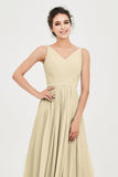 Custom Made V-neck Bridesmaid Dress Sleeveless Formal Evening Party Gowns Dresses