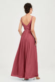 Custom Made V-neck Bridesmaid Dress Sleeveless Formal Evening Party Gowns Dresses