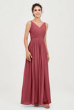 Custom Made V-neck Bridesmaid Dress Sleeveless Formal Evening Party Gowns Dresses