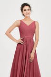 Custom Made V-neck Bridesmaid Dress Sleeveless Formal Evening Party Gowns Dresses