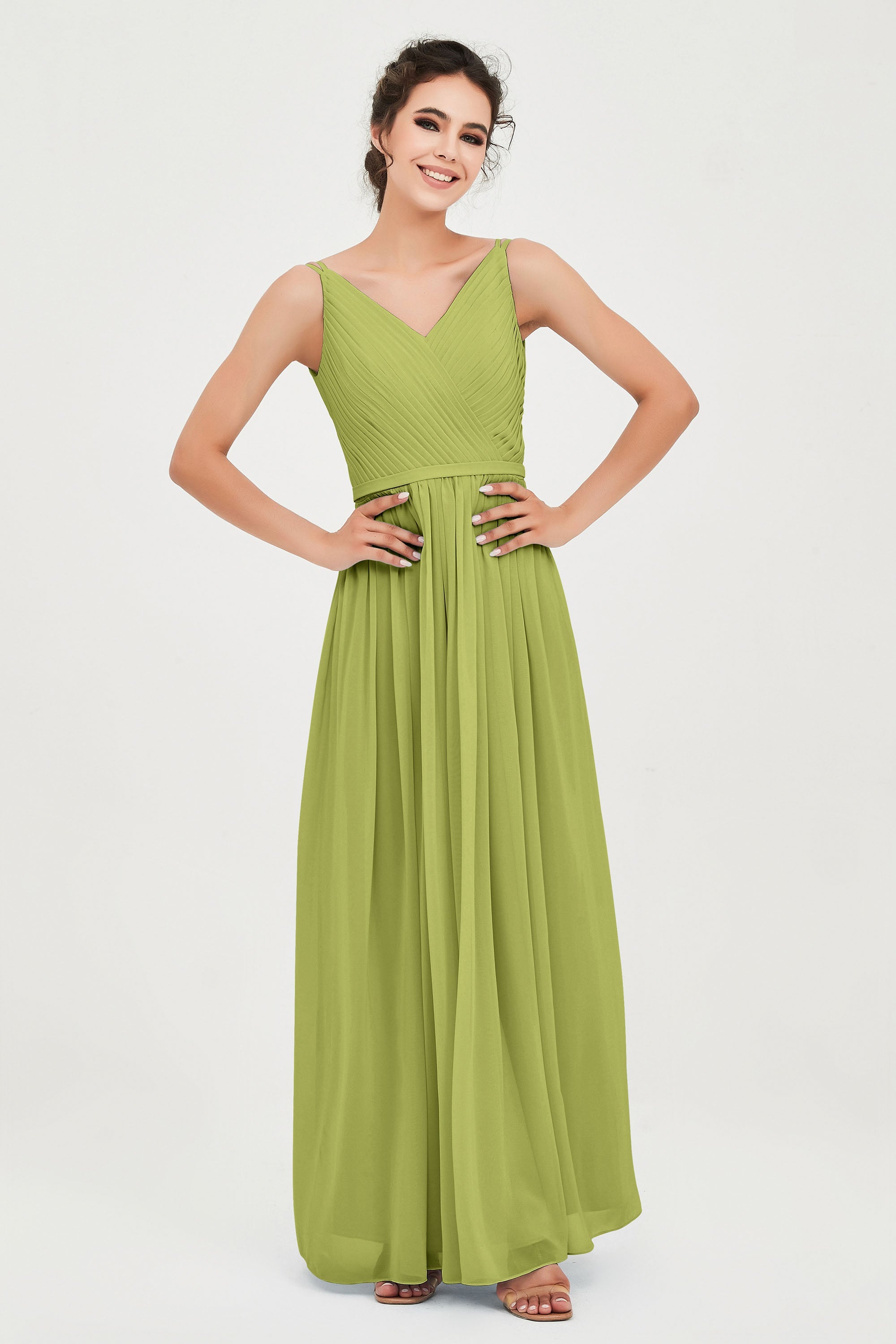 Custom Made V-neck Bridesmaid Dress Sleeveless Formal Evening Party Gowns Dresses