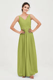 Custom Made V-neck Bridesmaid Dress Sleeveless Formal Evening Party Gowns Dresses