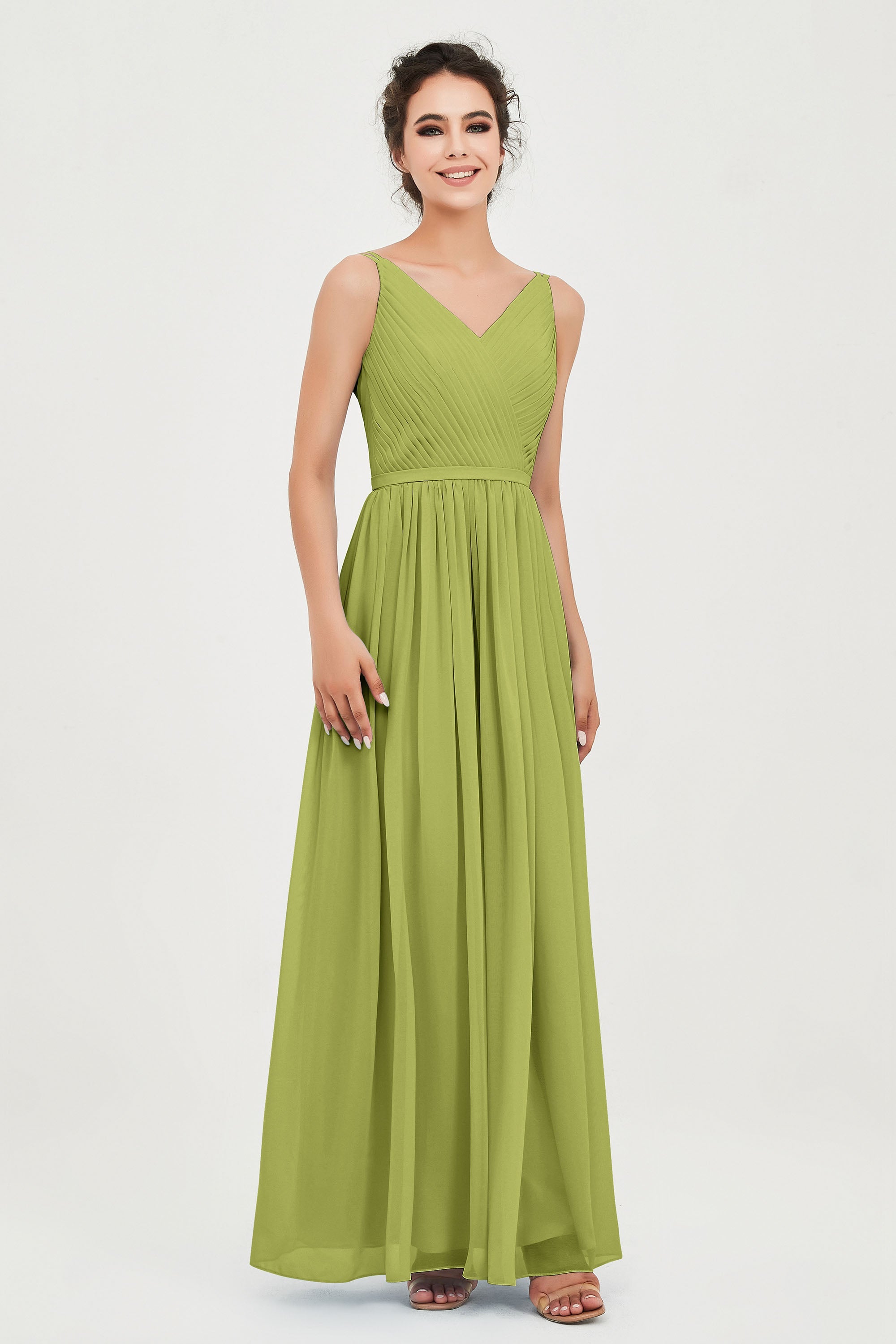 Custom Made V-neck Bridesmaid Dress Sleeveless Formal Evening Party Gowns Dresses