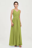 Custom Made V-neck Bridesmaid Dress Sleeveless Formal Evening Party Gowns Dresses