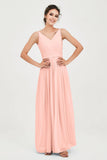 Custom Made V-neck Bridesmaid Dress Sleeveless Formal Evening Party Gowns Dresses
