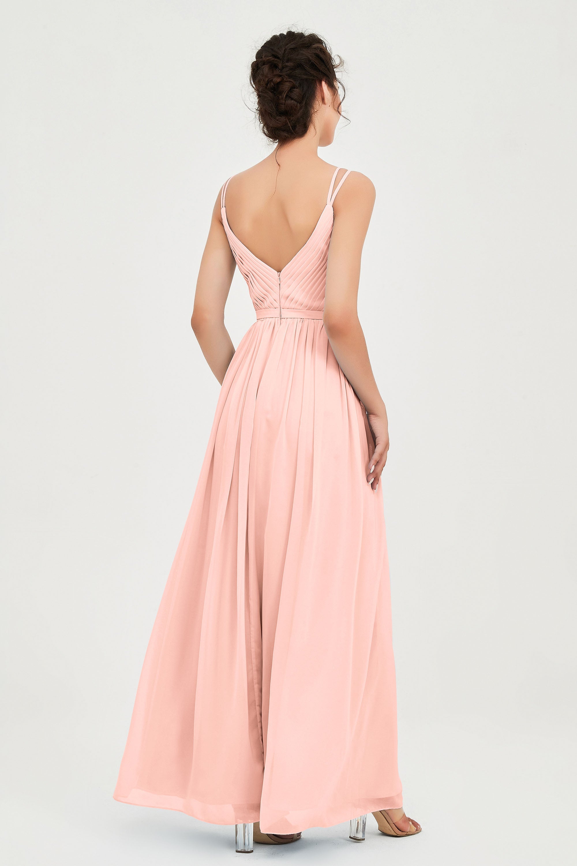Custom Made V-neck Bridesmaid Dress Sleeveless Formal Evening Party Gowns Dresses