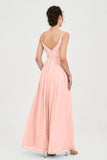 Custom Made V-neck Bridesmaid Dress Sleeveless Formal Evening Party Gowns Dresses