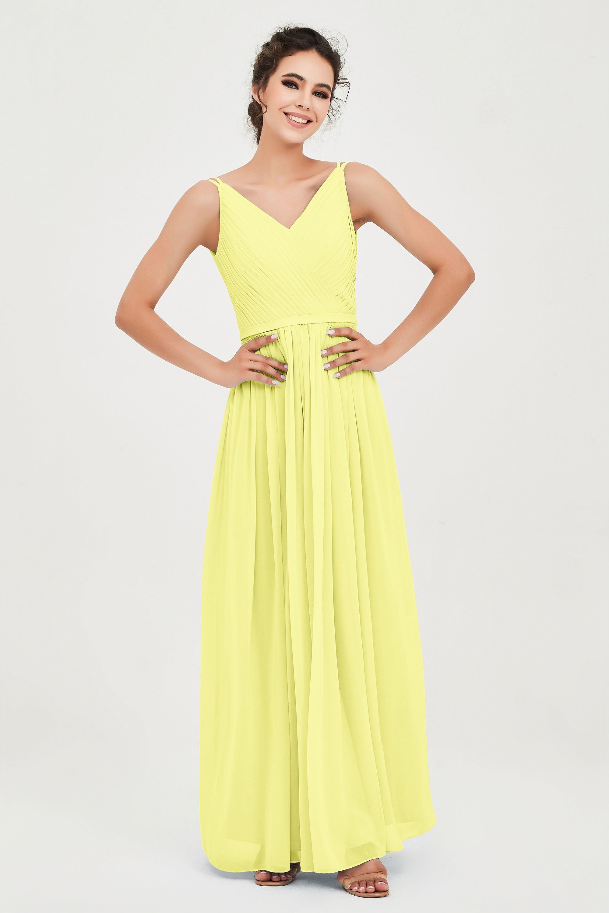 Custom Made V-neck Bridesmaid Dress Sleeveless Formal Evening Party Gowns Dresses