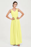 Custom Made V-neck Bridesmaid Dress Sleeveless Formal Evening Party Gowns Dresses