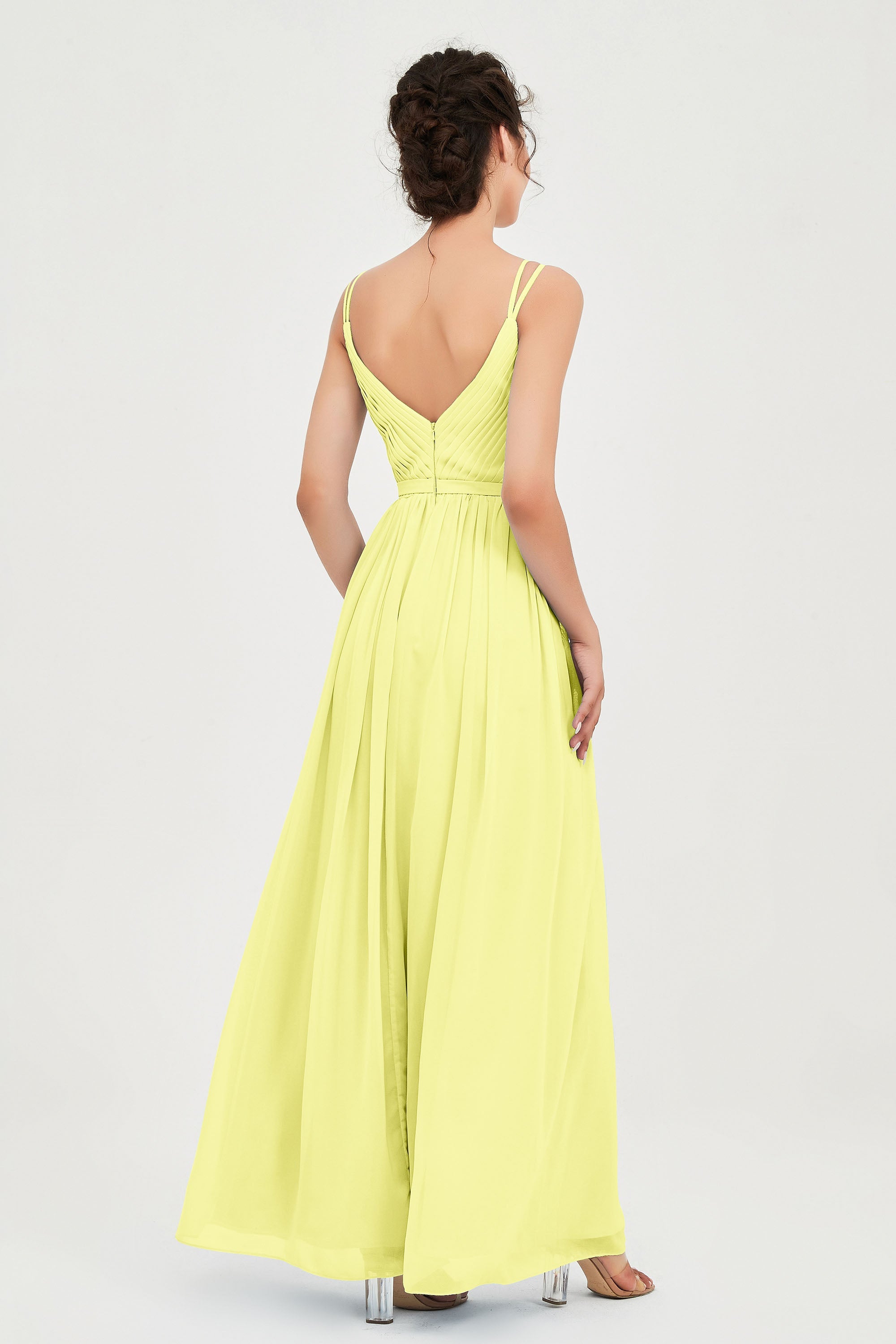 Custom Made V-neck Bridesmaid Dress Sleeveless Formal Evening Party Gowns Dresses