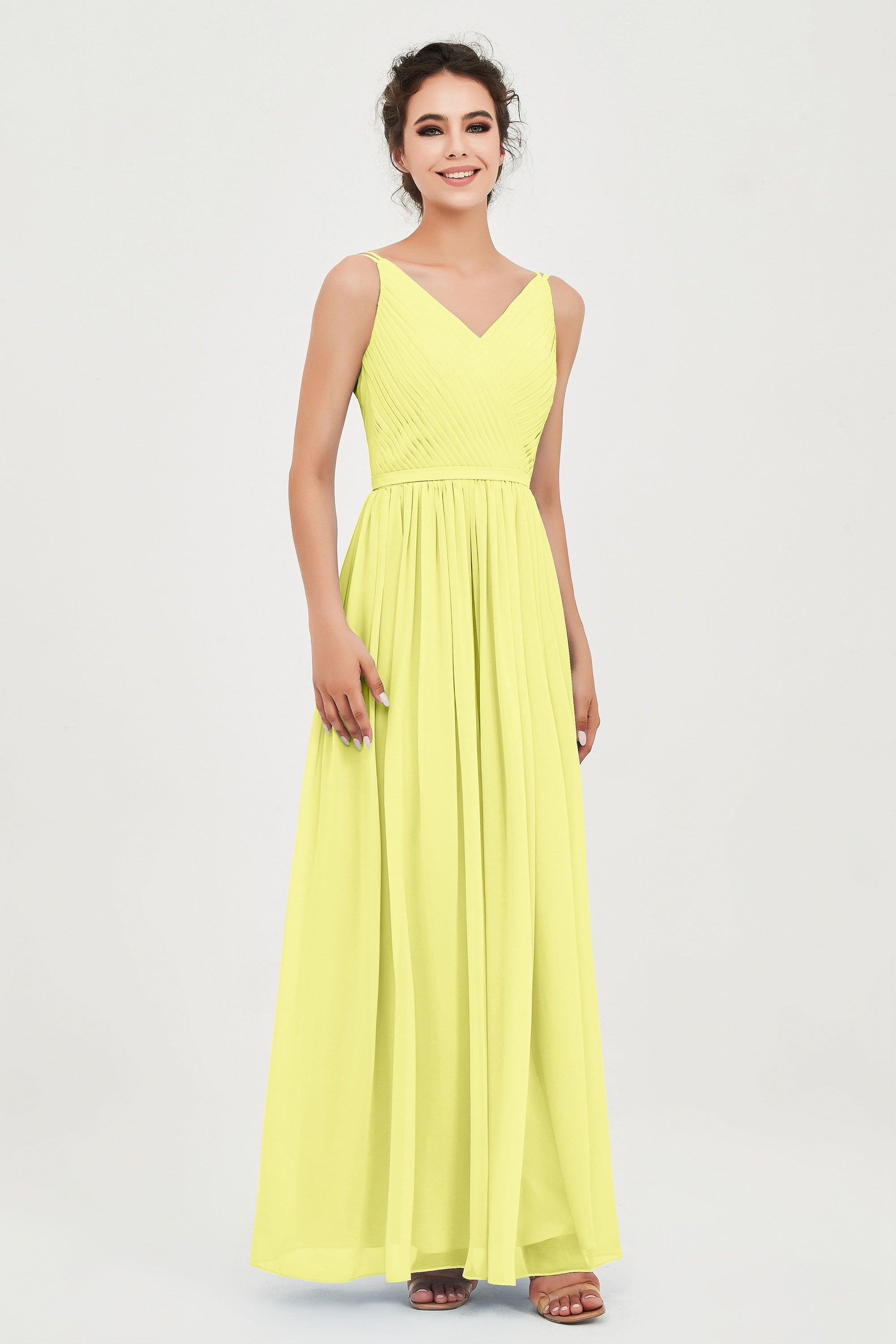 Custom Made V-neck Bridesmaid Dress Sleeveless Formal Evening Party Gowns Dresses