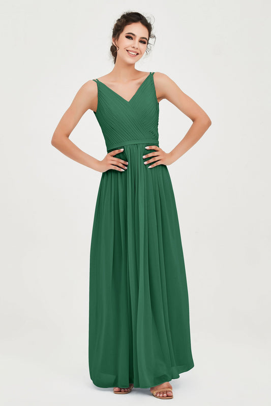 Custom Made V-neck Bridesmaid Dress Sleeveless Formal Evening Party Gowns Dresses