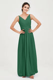 Custom Made V-neck Bridesmaid Dress Sleeveless Formal Evening Party Gowns Dresses