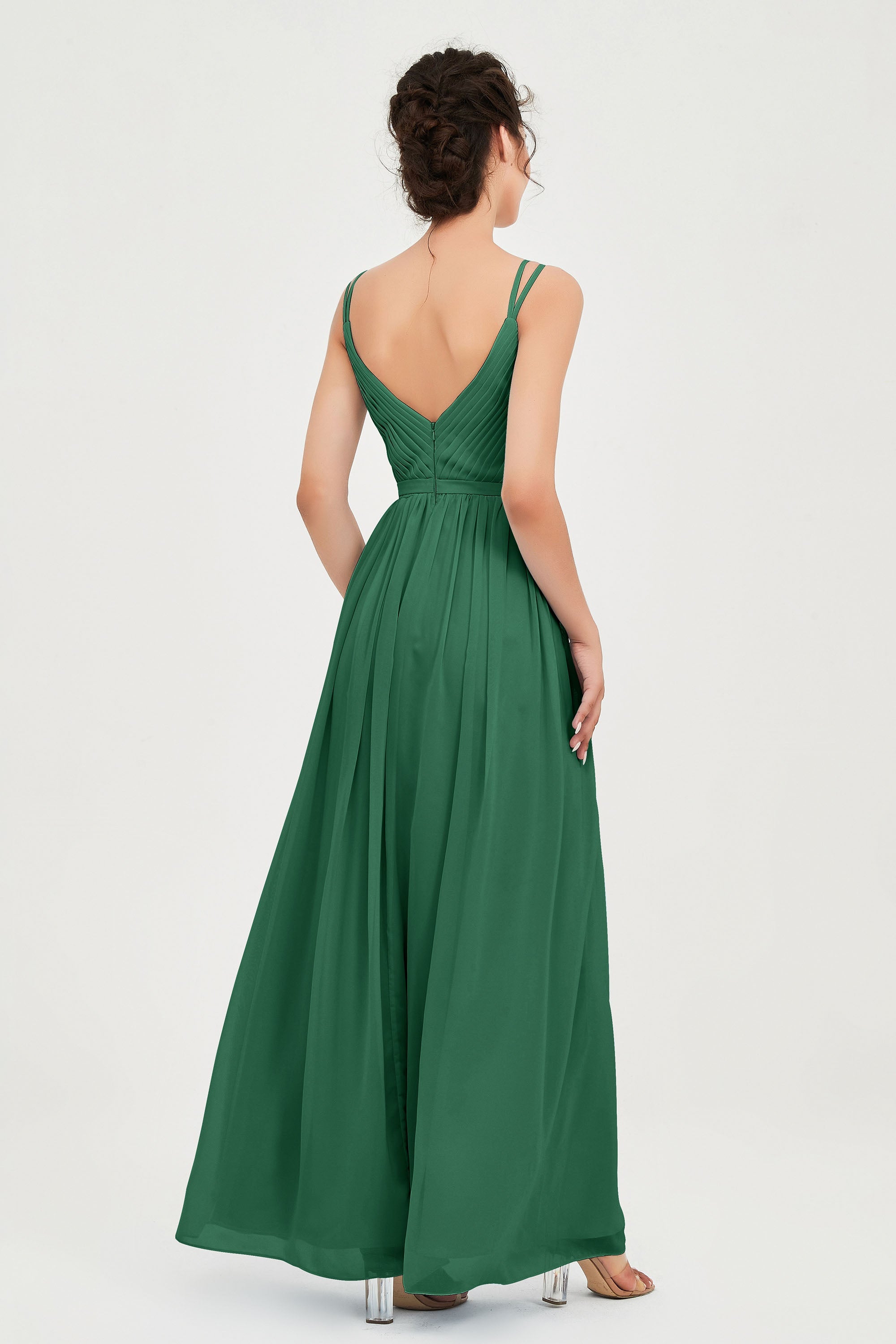 Custom Made V-neck Bridesmaid Dress Sleeveless Formal Evening Party Gowns Dresses