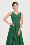Custom Made V-neck Bridesmaid Dress Sleeveless Formal Evening Party Gowns Dresses
