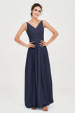 Custom Made V-neck Bridesmaid Dress Sleeveless Formal Evening Party Gowns Dresses