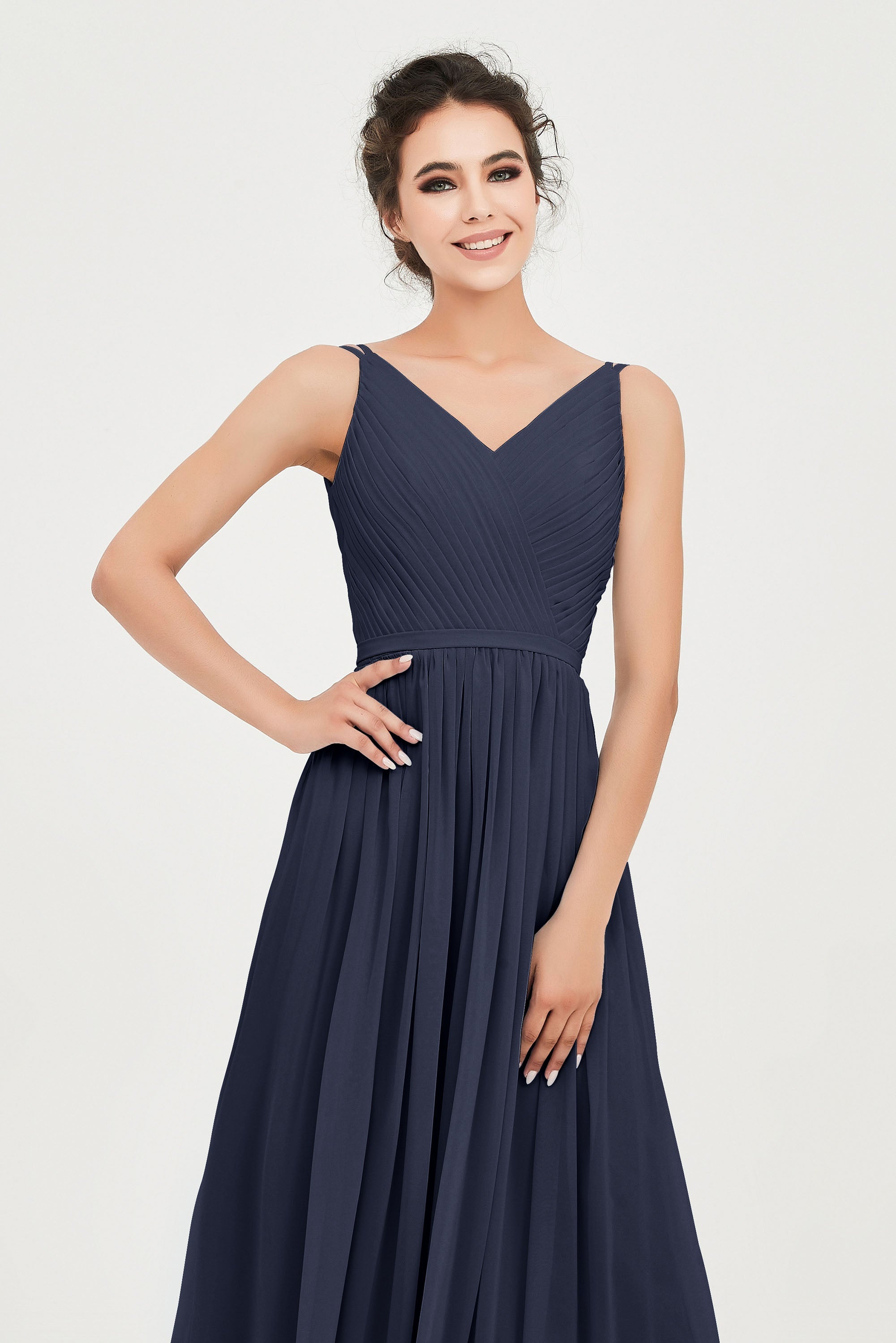 Custom Made V-neck Bridesmaid Dress Sleeveless Formal Evening Party Gowns Dresses