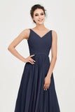 Custom Made V-neck Bridesmaid Dress Sleeveless Formal Evening Party Gowns Dresses