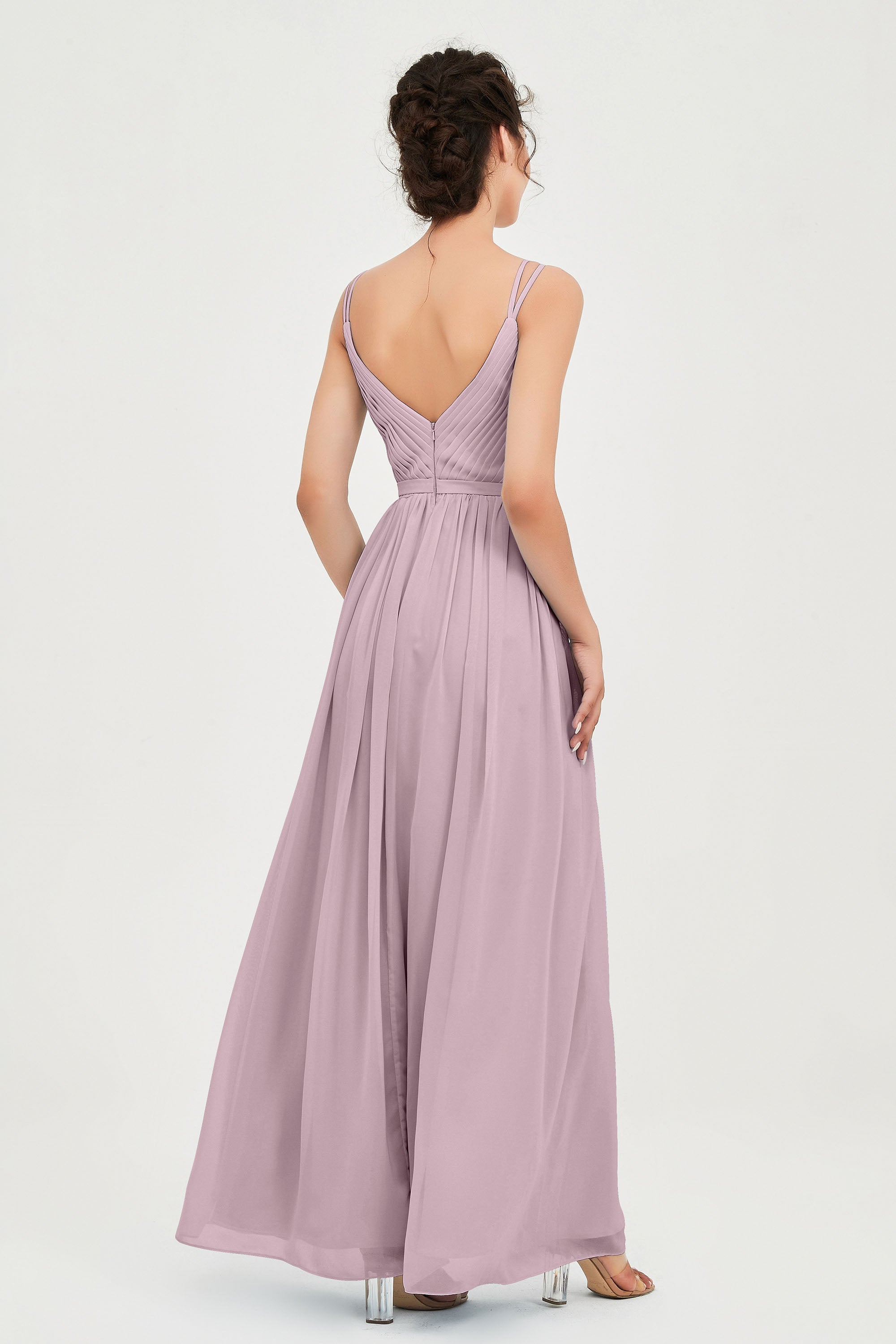 Custom Made V-neck Bridesmaid Dress Sleeveless Formal Evening Party Gowns Dresses