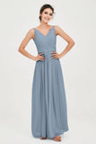 Custom Made V-neck Bridesmaid Dress Sleeveless Formal Evening Party Gowns Dresses