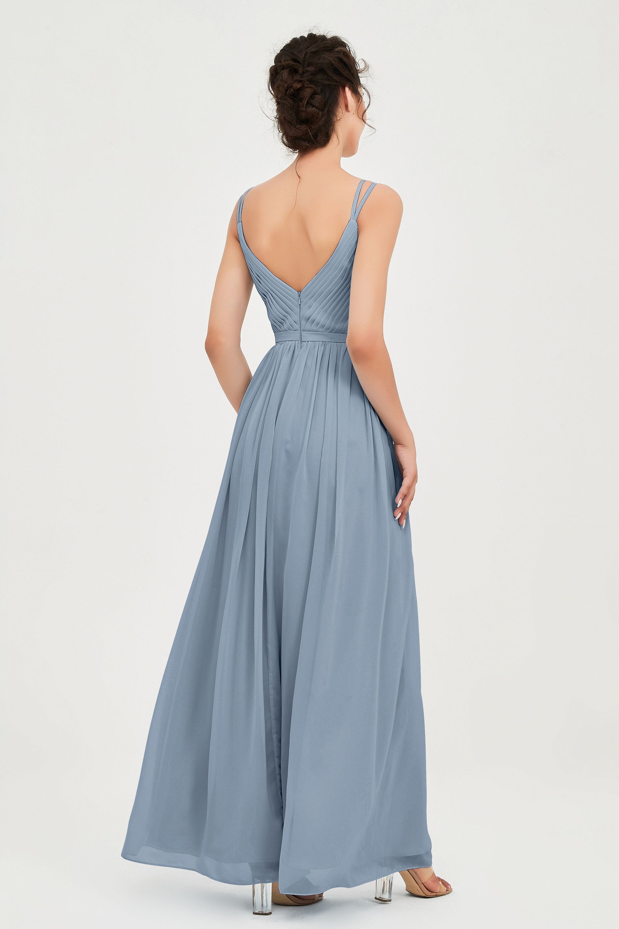 Custom Made V-neck Bridesmaid Dress Sleeveless Formal Evening Party Gowns Dresses