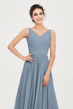Custom Made V-neck Bridesmaid Dress Sleeveless Formal Evening Party Gowns Dresses