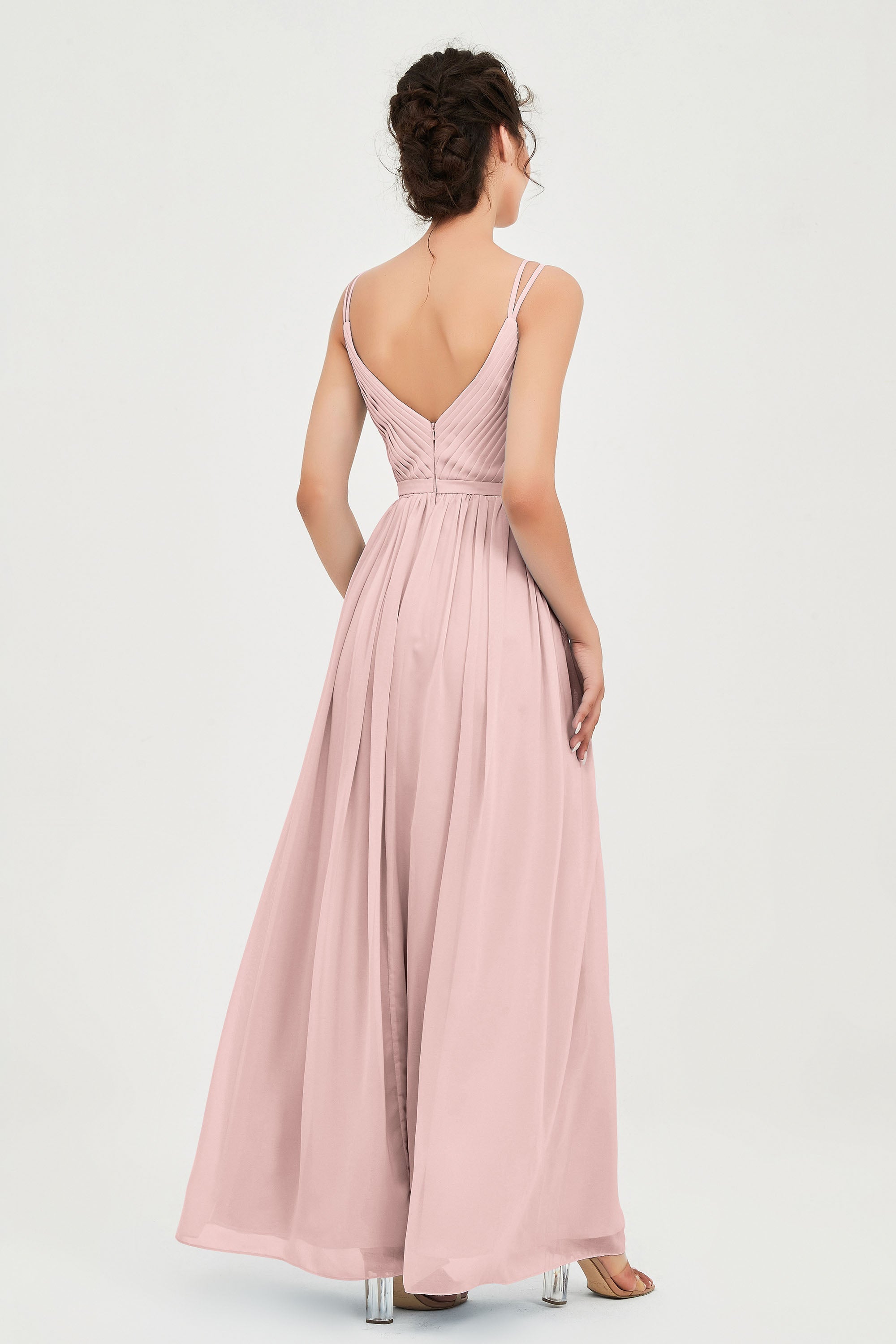 Custom Made V-neck Bridesmaid Dress Sleeveless Formal Evening Party Gowns Dresses