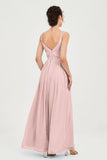 Custom Made V-neck Bridesmaid Dress Sleeveless Formal Evening Party Gowns Dresses