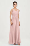 Custom Made V-neck Bridesmaid Dress Sleeveless Formal Evening Party Gowns Dresses
