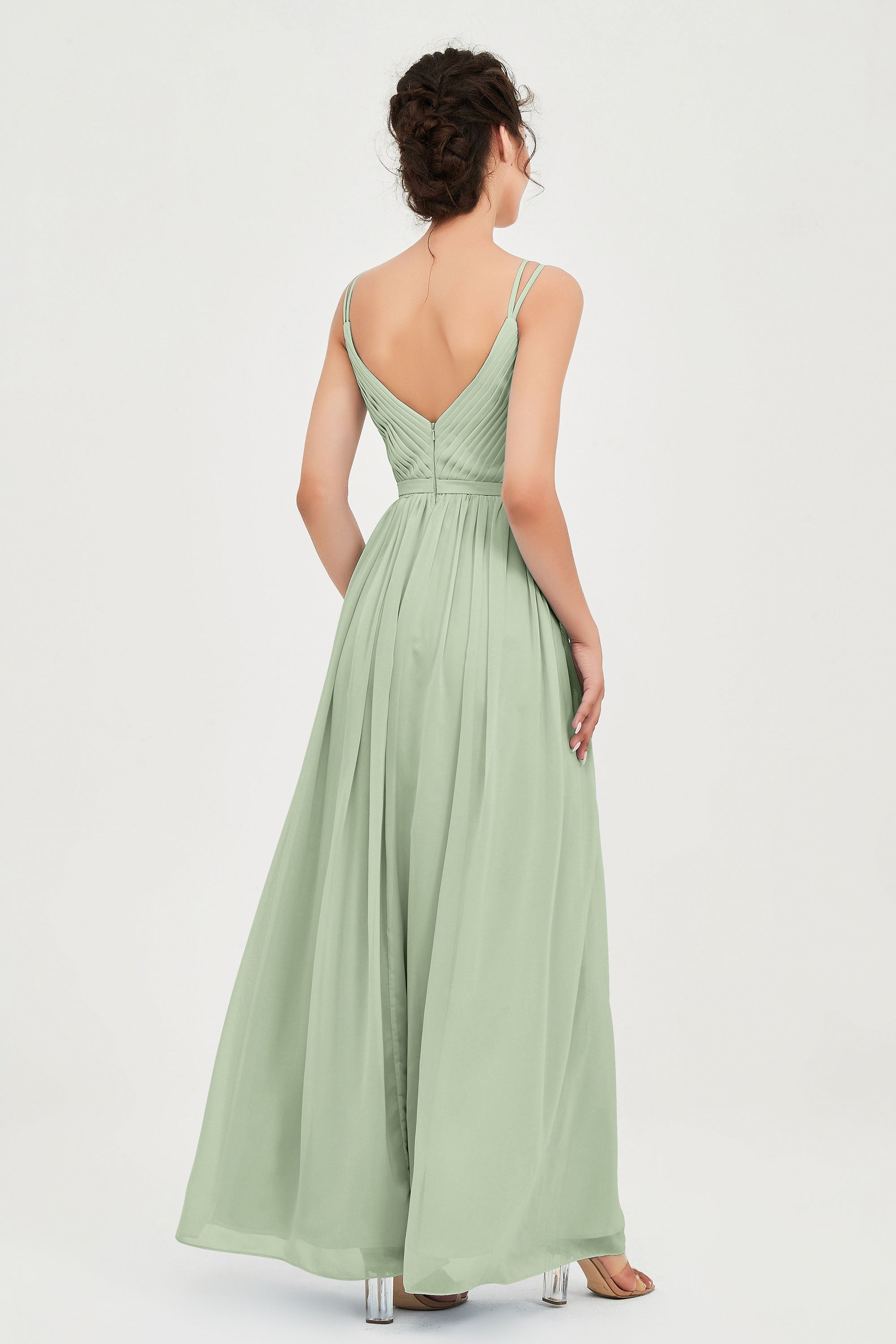 Custom Made V-neck Bridesmaid Dress Sleeveless Formal Evening Party Gowns Dresses