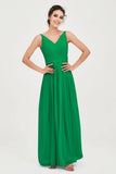 Custom Made V-neck Bridesmaid Dress Sleeveless Formal Evening Party Gowns Dresses